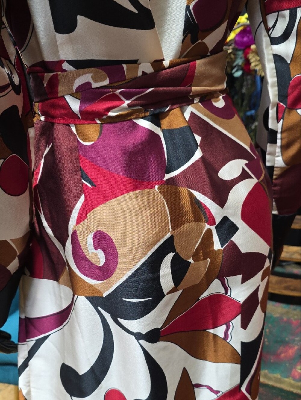NEW! Zara Abstract Print Button Up Maxi Dress in Magenta, Brown and Black - Picture 13 of 13